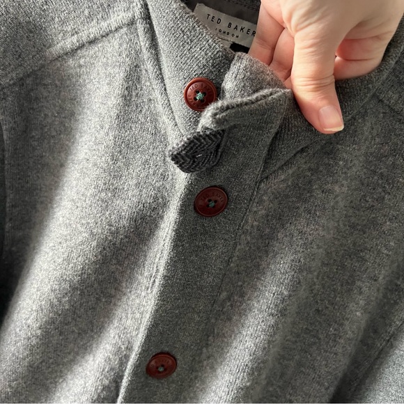 Ted Baker London Mens Cotton Wool Jacket Sweater Button Up - Picture 6 of 12